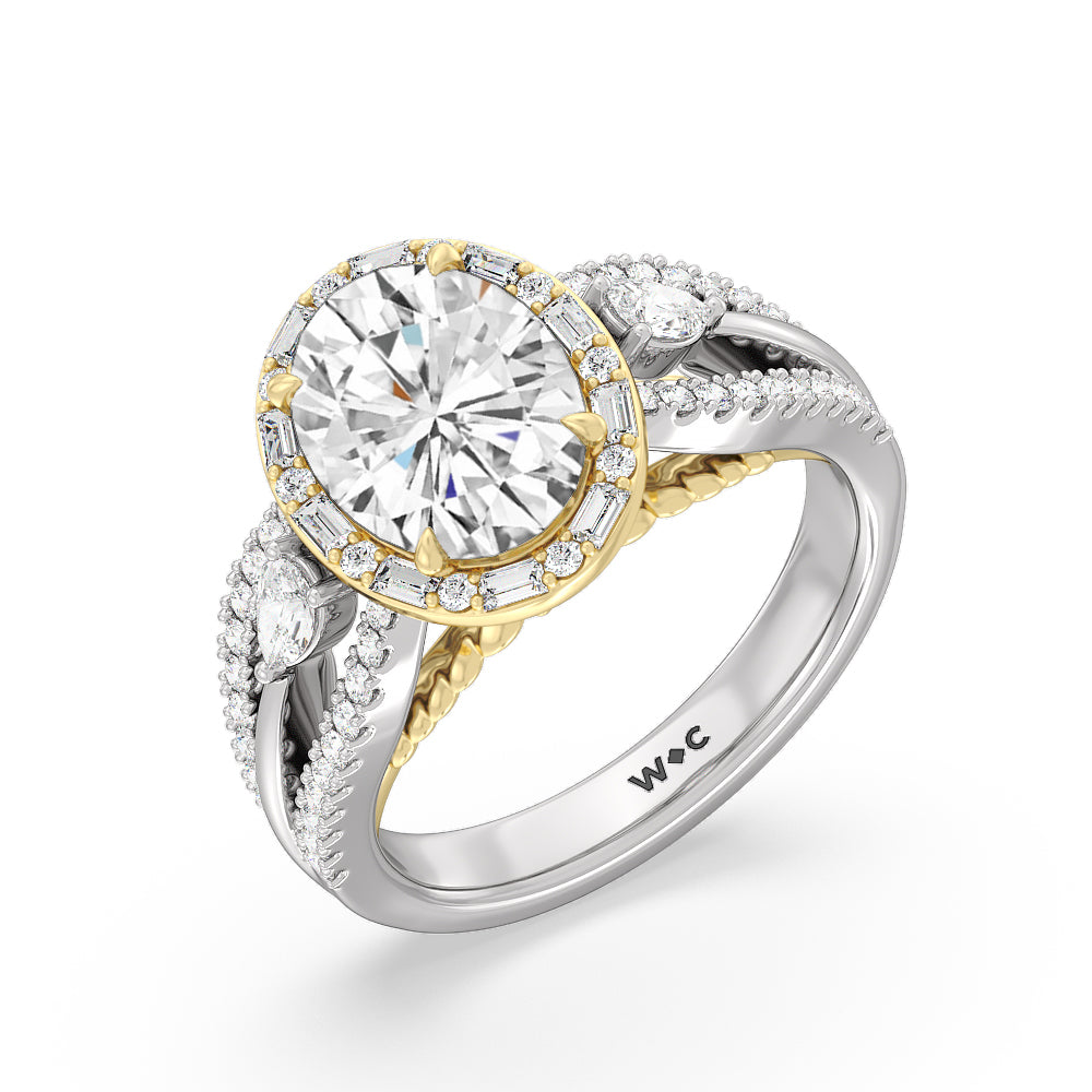 Oval Cut The Whitney Ring with Lab Grown Diamond in 14KT White & Yellow Gold view 2
