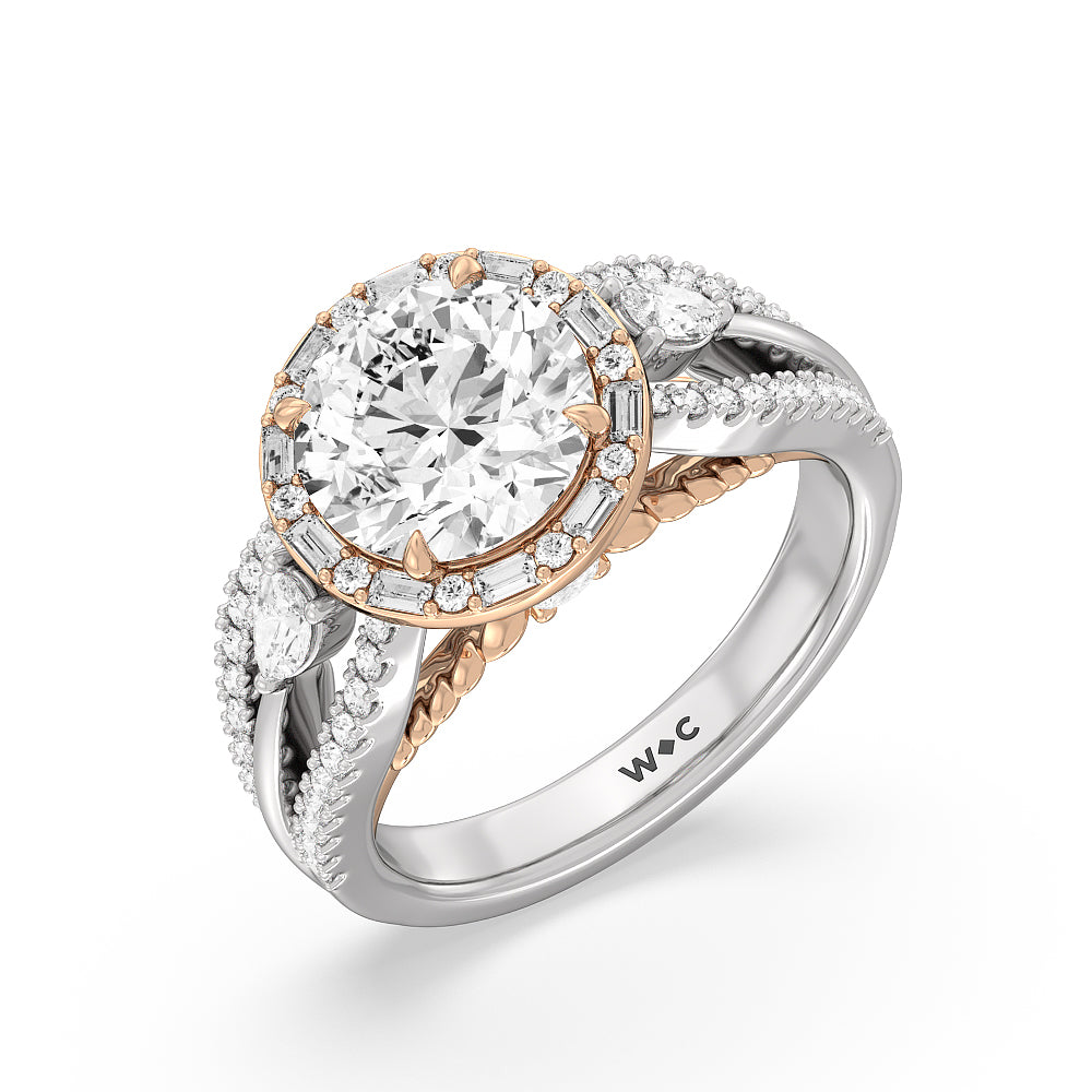 Round Cut The Whitney Ring with Lab Grown Diamond in 14KT White & Rose Gold view 2
