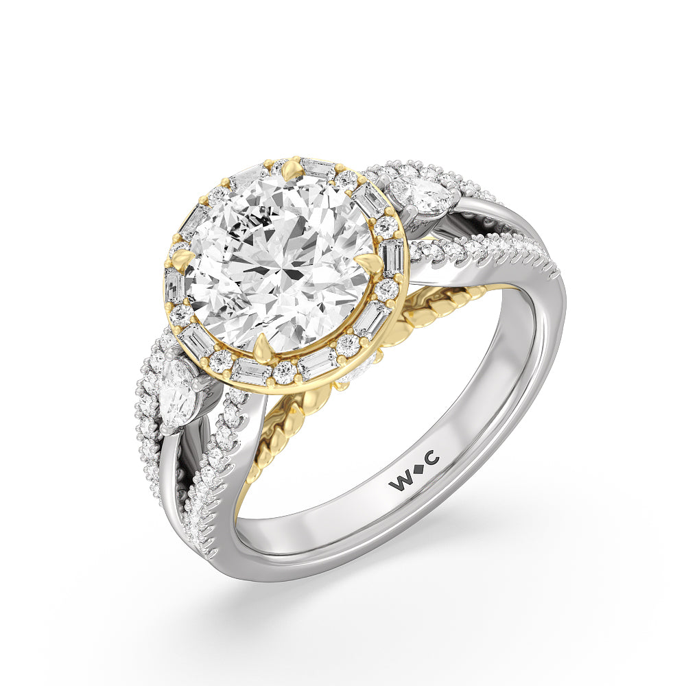 Round Cut The Whitney Ring with Lab Grown Diamond in 14KT White & Yellow Gold view 2
