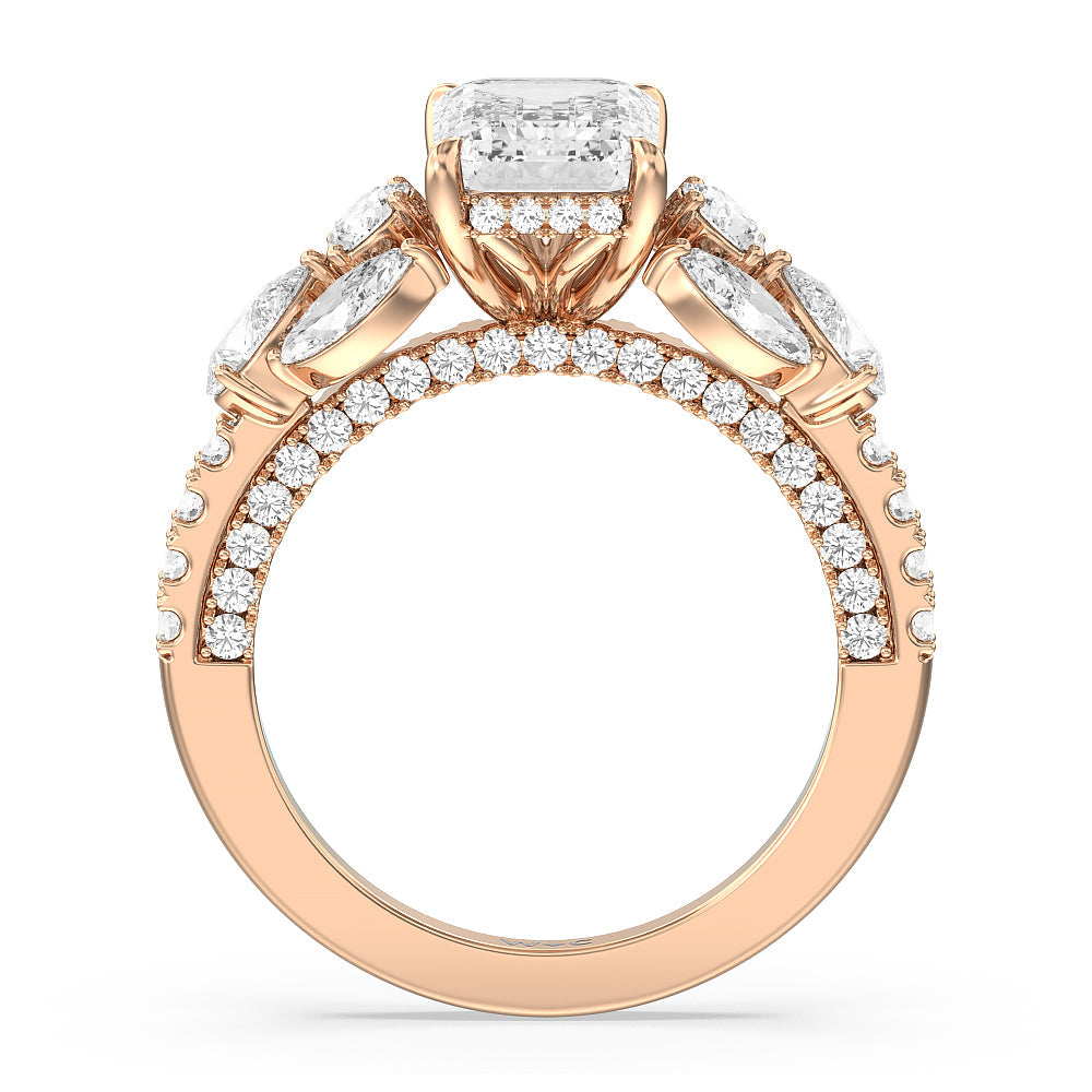 The East Village Ring with Emerald Cut Diamond in 14KT Rose Gold view 2

