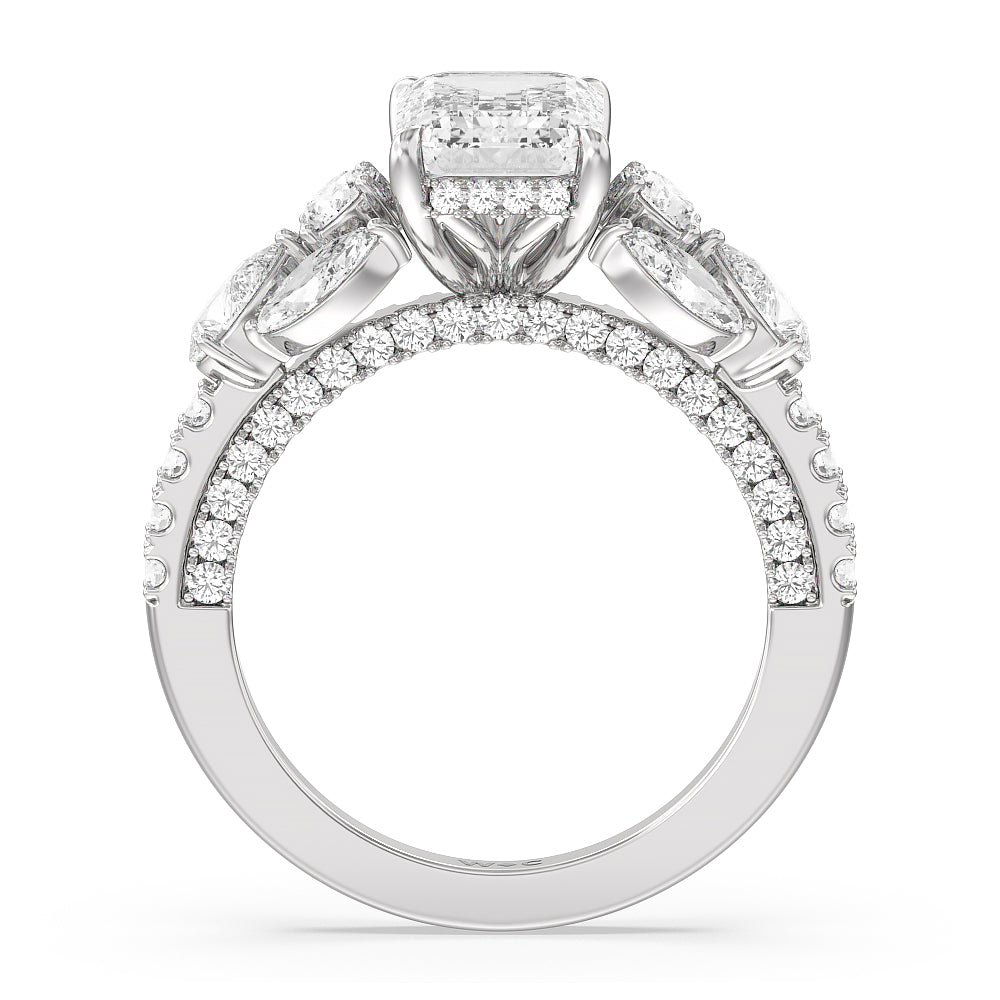 The East Village Ring with Emerald Cut Diamond in 14KT Platinum view 2
