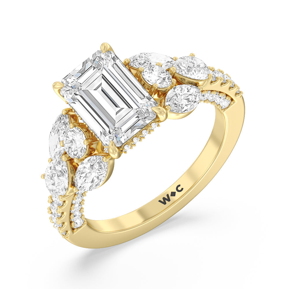 The East Village Ring with Emerald Cut Diamond in 14KT Yellow Gold view 3
