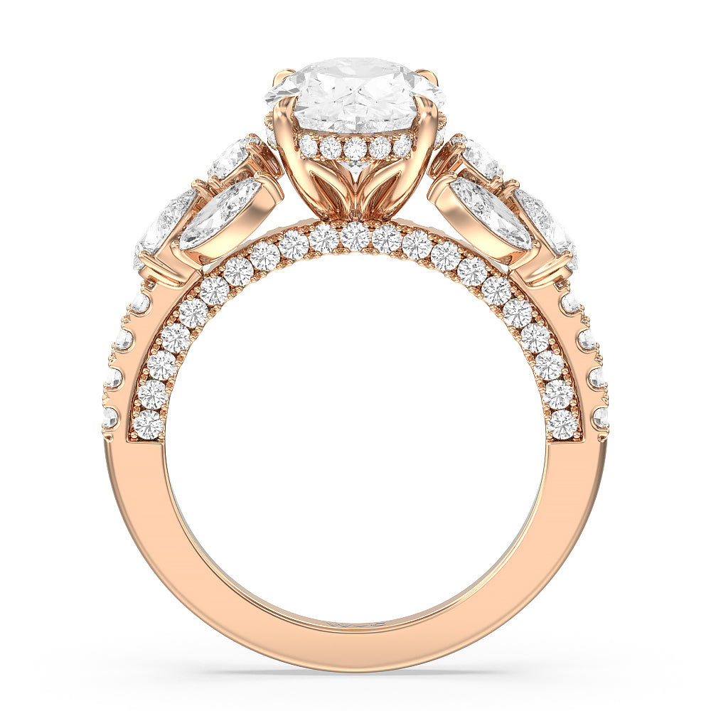The East Village Ring with Oval Cut Diamond in 14KT Rose Gold view 2

