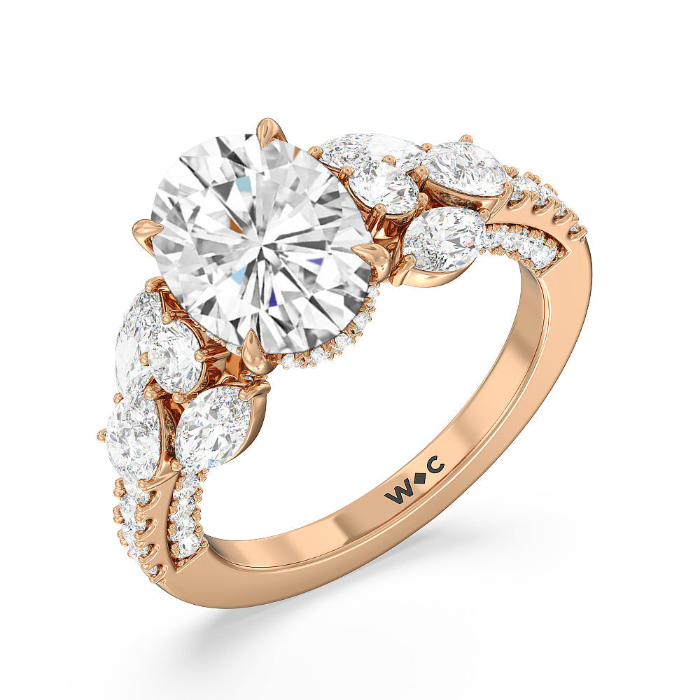 The East Village Ring with Oval Cut Diamond in 14KT Rose Gold view 3
