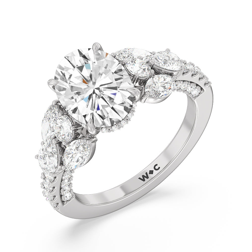 The East Village Ring with Oval Cut Diamond in 14KT Platinum view 3
