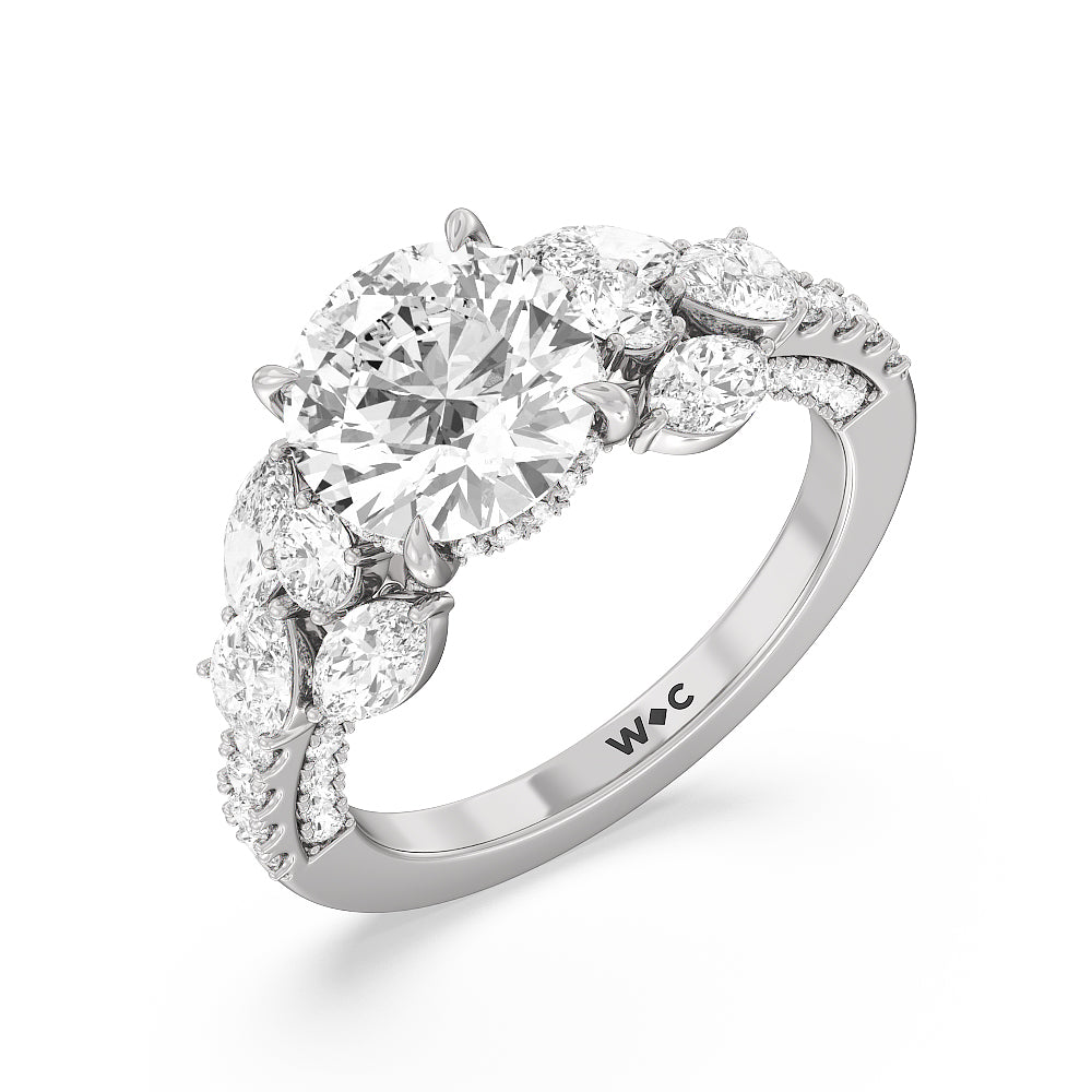 The East Village Ring with Round Cut Diamond in 14KT Platinum view 3
