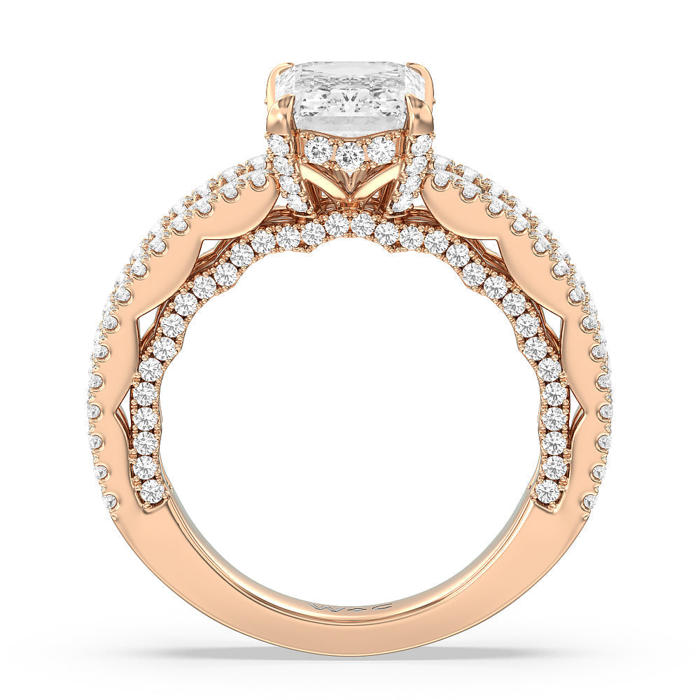 Emerald Cut The Chelsea Ring with Lab Grown Diamond in 14KT Rose Gold view 2
