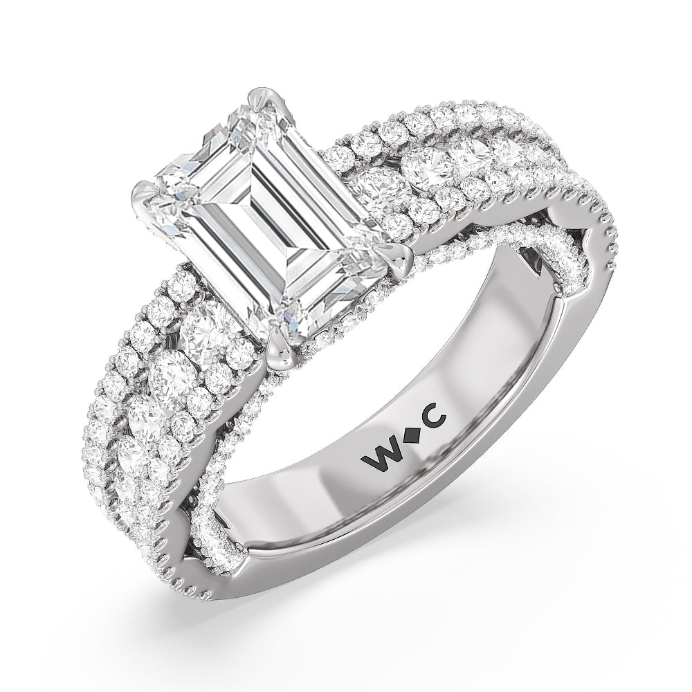 Emerald Cut The Chelsea Ring with Lab Grown Diamond in 14KT Platinum view 3

