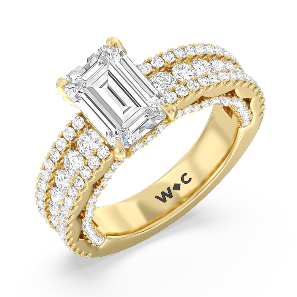 Emerald Cut The Chelsea Ring with Lab Grown Diamond in 14KT Yellow Gold view 3
