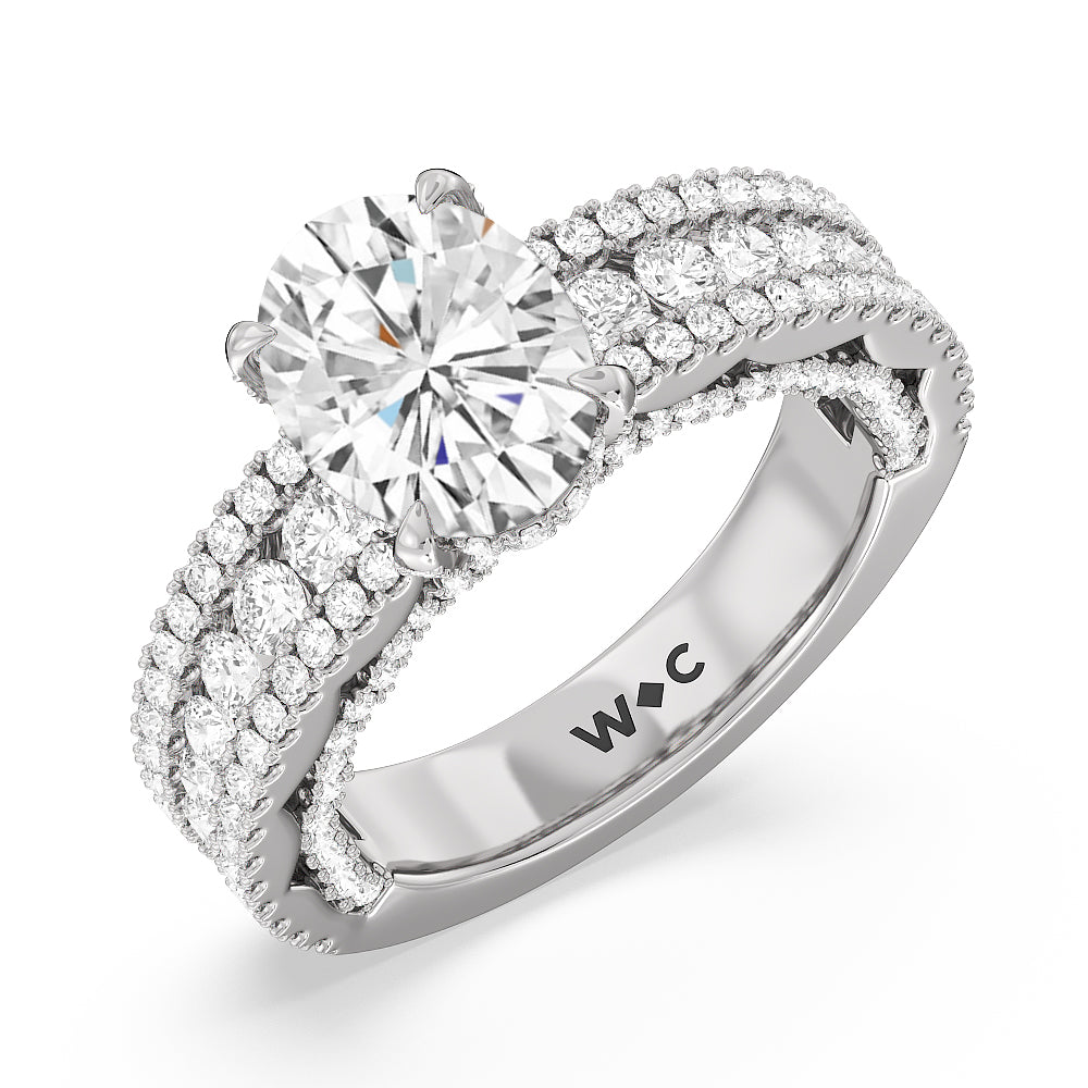 Oval Cut The Chelsea Ring with Lab Grown Diamond in 14KT Platinum view 3
