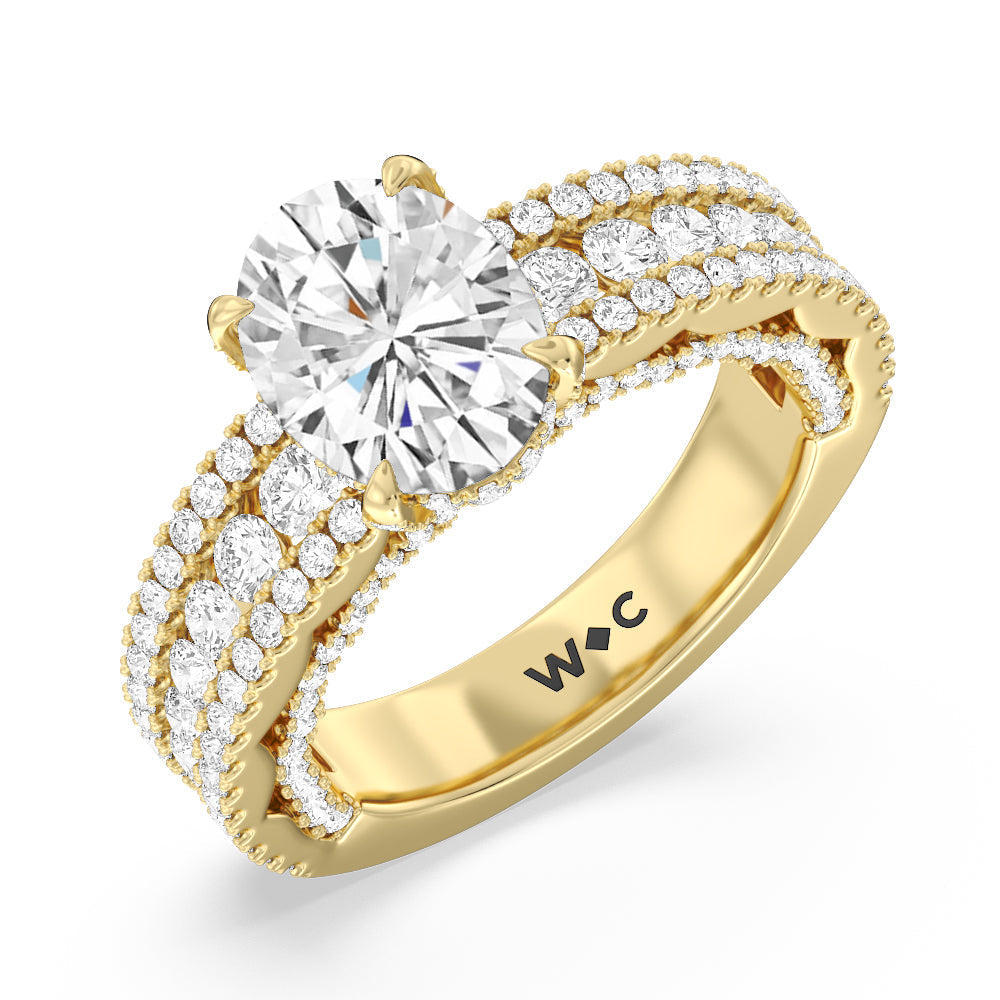 Oval Cut The Chelsea Ring with Lab Grown Diamond in 14KT Yellow Gold view 3
