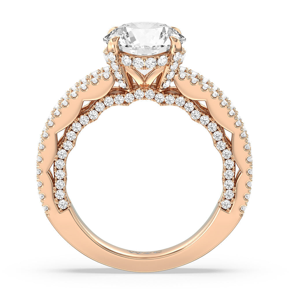 Round Cut The Chelsea Ring with Lab Grown Diamond in 14KT Rose Gold view 2
