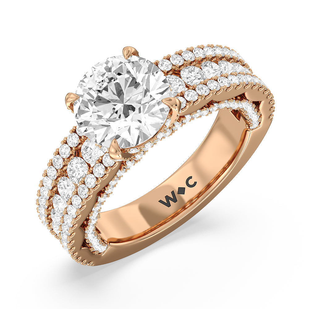 Round Cut The Chelsea Ring with Lab Grown Diamond in 14KT Rose Gold view 3
