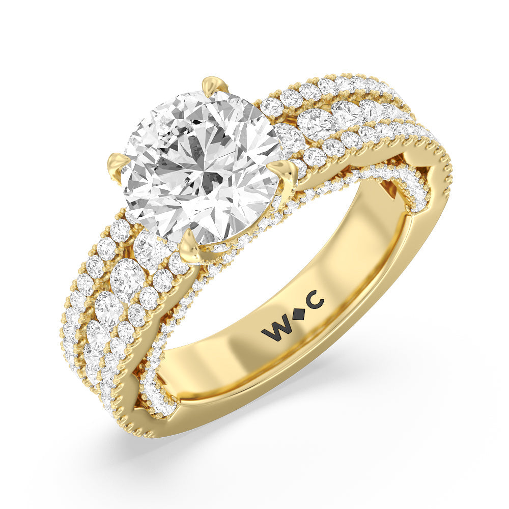 Round Cut The Chelsea Ring with Lab Grown Diamond in 14KT Yellow Gold view 3
