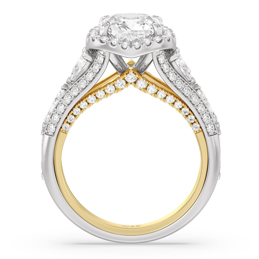 Cushion Cut The Apollo Ring with Lab Grown Diamond in 14KT White & Yellow Gold view 2
