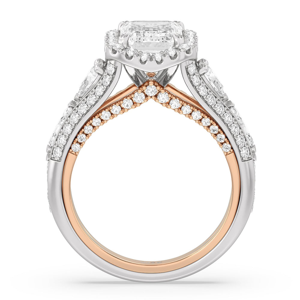 Emerald Cut The Apollo Ring with Lab Grown Diamond in 14KT White & Rose Gold view 2
