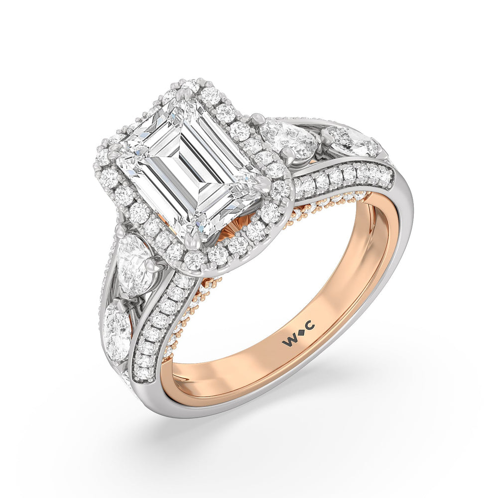 Emerald Cut The Apollo Ring with Lab Grown Diamond in 14KT White & Rose Gold view 3
