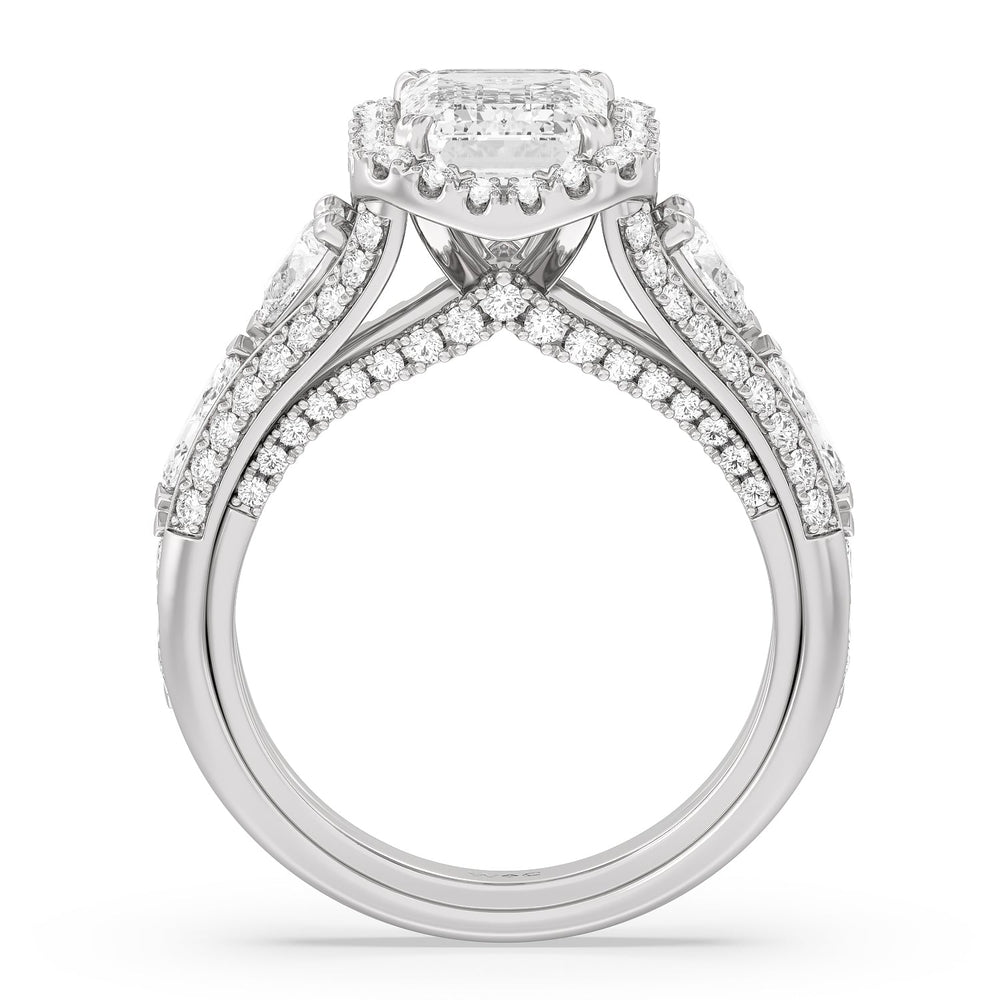 Emerald Cut The Apollo Ring with Lab Grown Diamond in 14KT Platinum view 2
