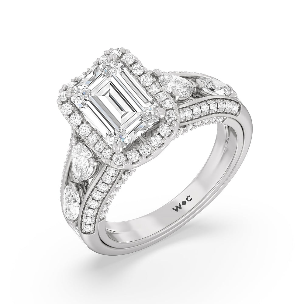 Emerald Cut The Apollo Ring with Lab Grown Diamond in 14KT Platinum view 3
