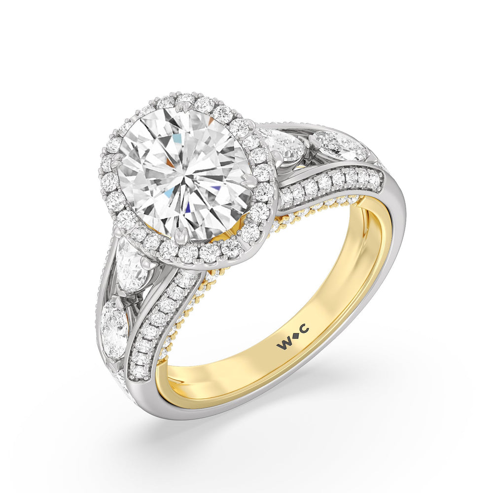 Oval Cut The Apollo Ring with Lab Grown Diamond in 14KT White & Yellow Gold view 3
