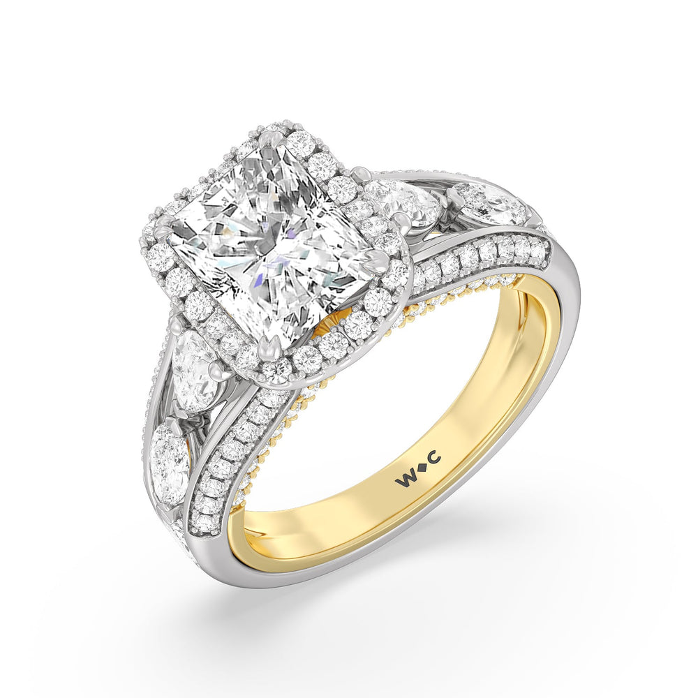 Radiant Cut The Apollo Ring with Lab Grown Diamond in 14KT White & Yellow Gold view 3

