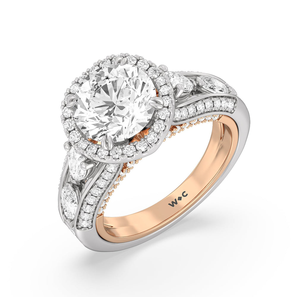 Round Cut The Apollo Ring with Lab Grown Diamond in 14KT White & Rose Gold view 3
