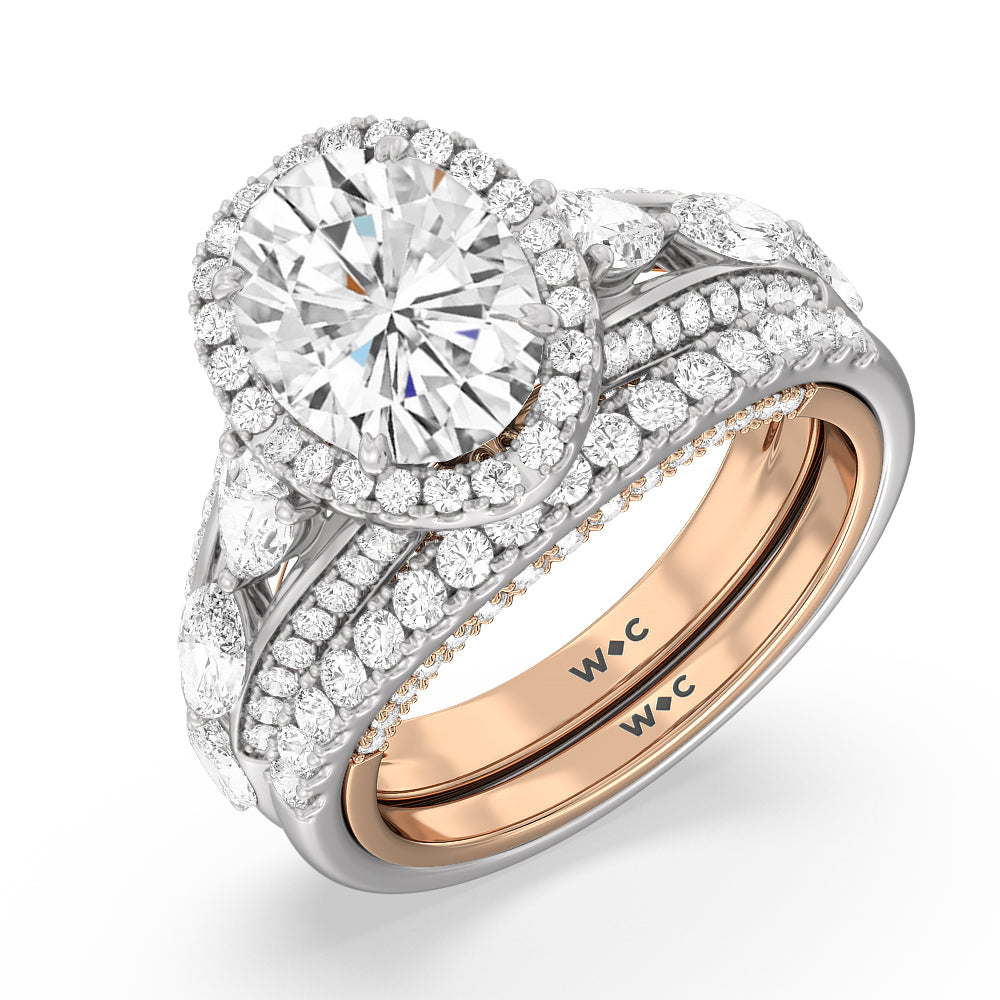 The Apollo Diamond Band with 18KT White & Rose Gold Cut Diamond in 14KT White & Rose Gold view 4
