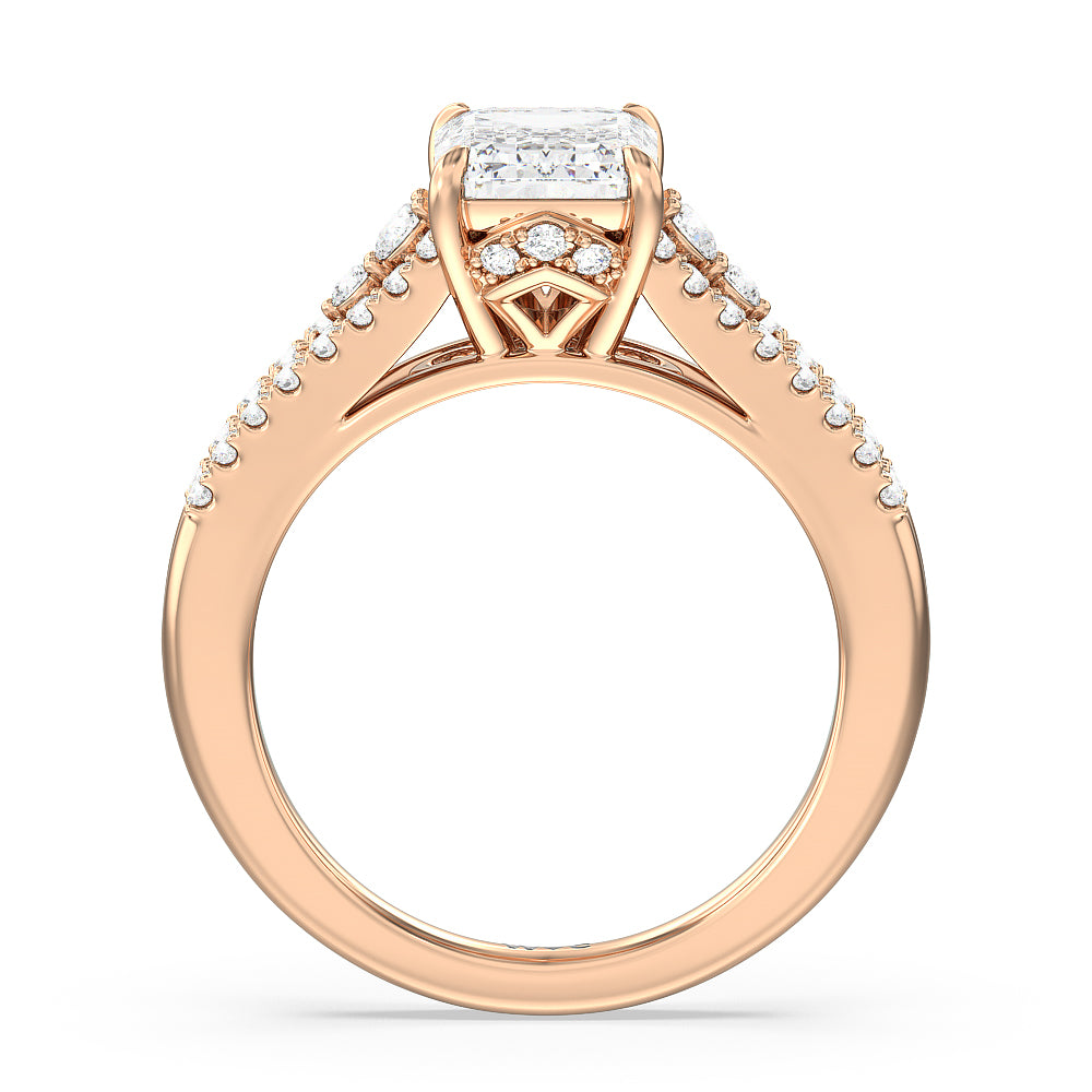 Emerald Cut The Greenwich Village Ring with Lab Grown Diamond in 14KT Rose Gold view 2
