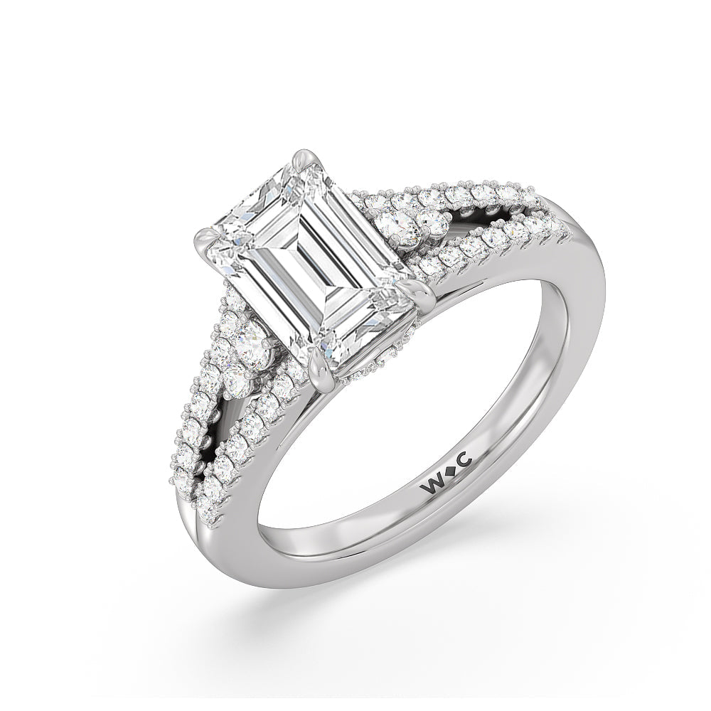 Emerald Cut The Greenwich Village Ring with Lab Grown Diamond in 14KT Platinum view 3

