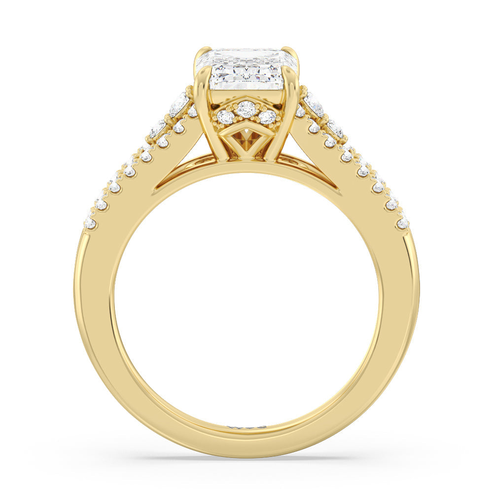 Emerald Cut The Greenwich Village Ring with Lab Grown Diamond in 14KT Yellow Gold view 2
