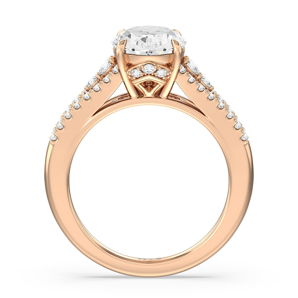 Oval Cut The Greenwich Village Ring with Lab Grown Diamond in 14KT Rose Gold view 2
