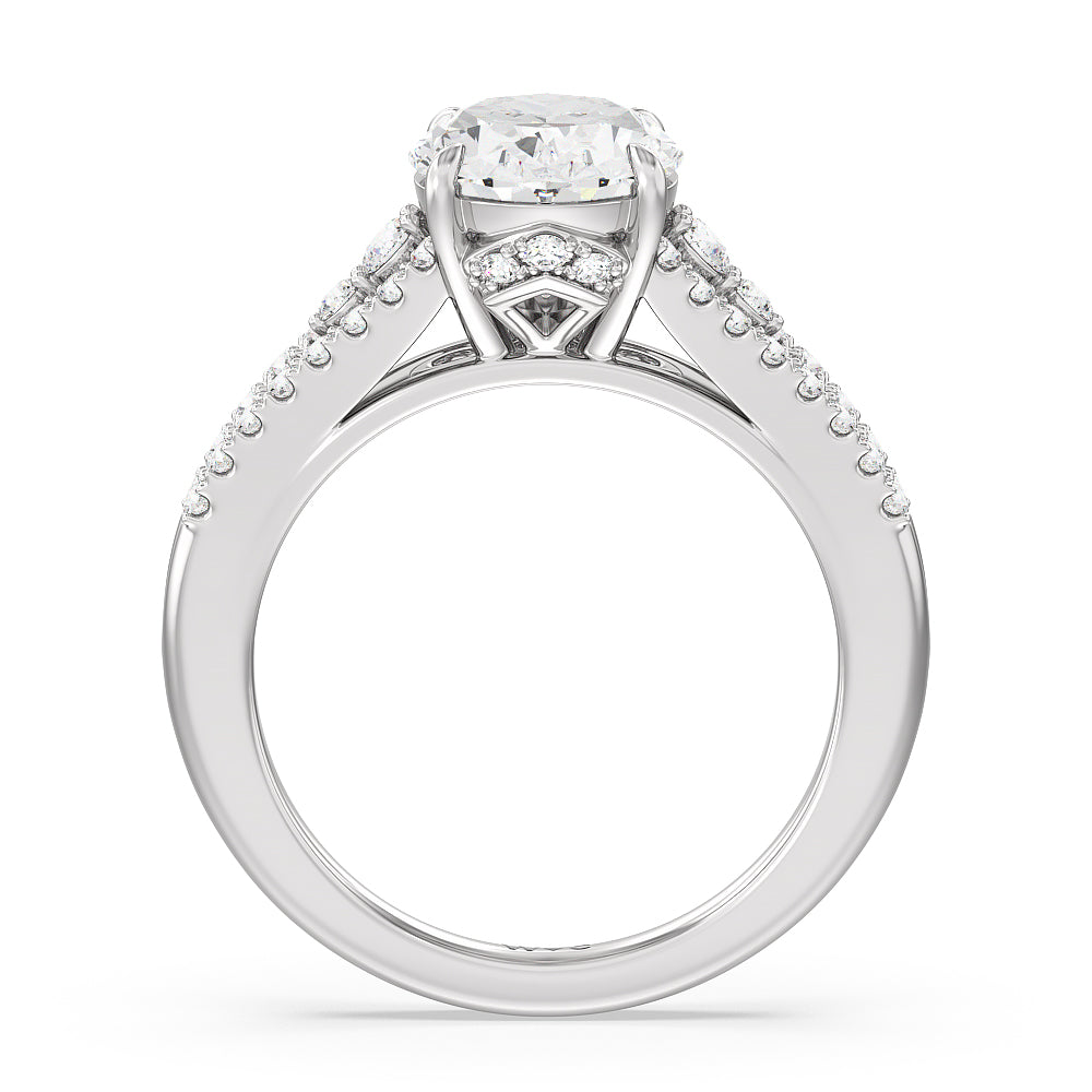 Oval Cut The Greenwich Village Ring with Lab Grown Diamond in 14KT Platinum view 2
