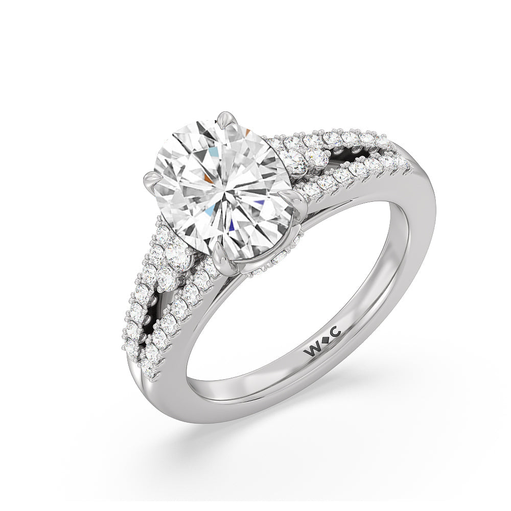 Oval Cut The Greenwich Village Ring with Lab Grown Diamond in 14KT Platinum view 3
