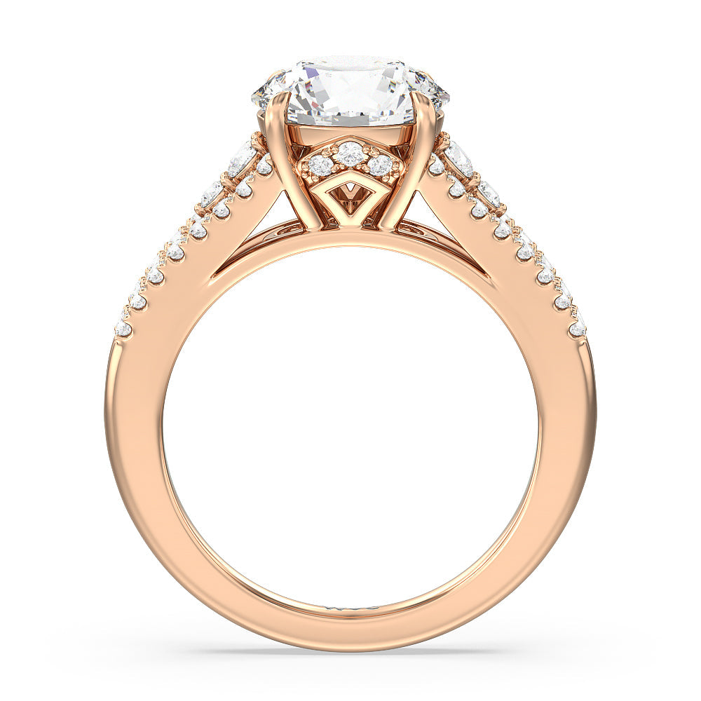Round Cut The Greenwich Village Ring with Lab Grown Diamond in 14KT Rose Gold view 2
