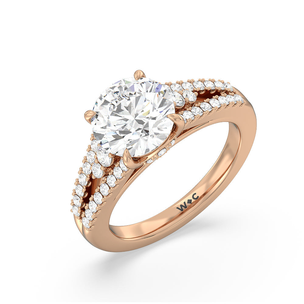 Round Cut The Greenwich Village Ring with Lab Grown Diamond in 14KT Rose Gold view 3
