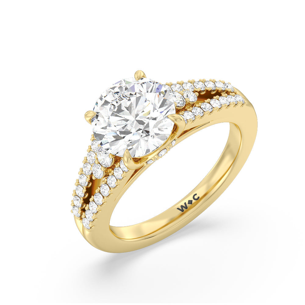 Round Cut The Greenwich Village Ring with Lab Grown Diamond in 14KT Yellow Gold view 3
