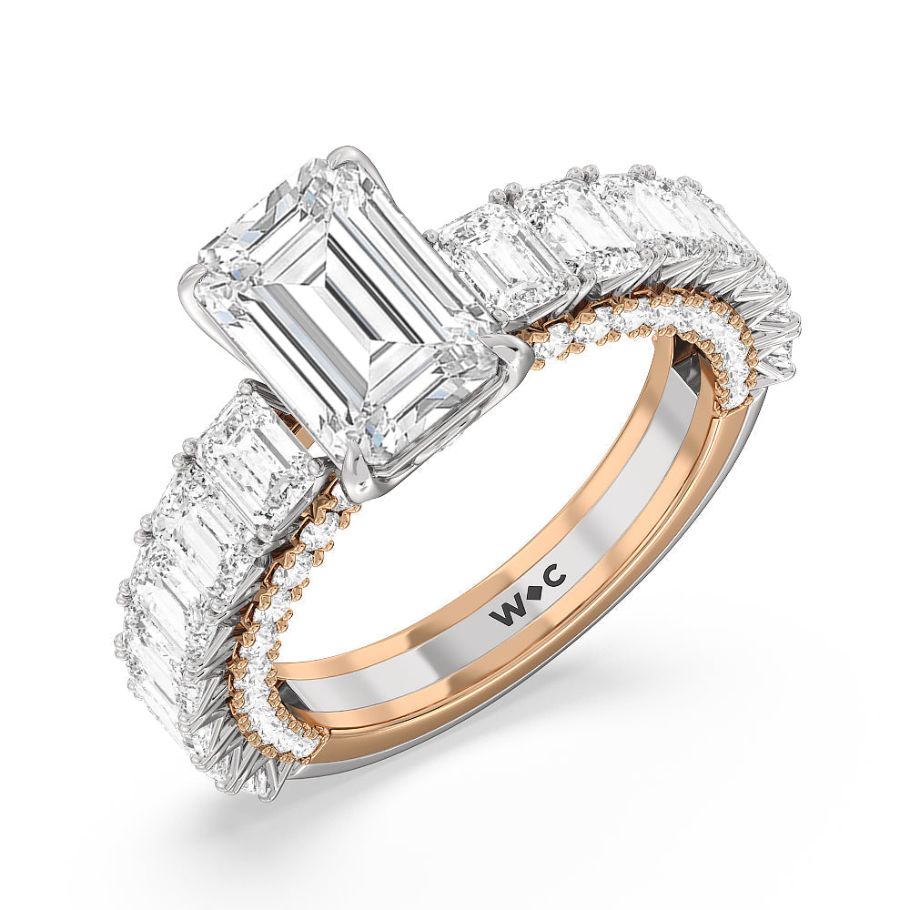 Emerald Cut The Lexington Avenue Ring with Lab Grown Diamond in 14KT White & Rose Gold view 3
