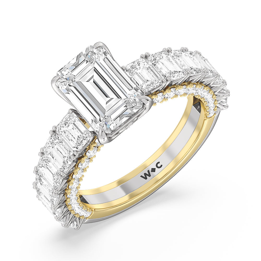 Emerald Cut The Lexington Avenue Ring with Lab Grown Diamond in 14KT White & Yellow Gold view 3
