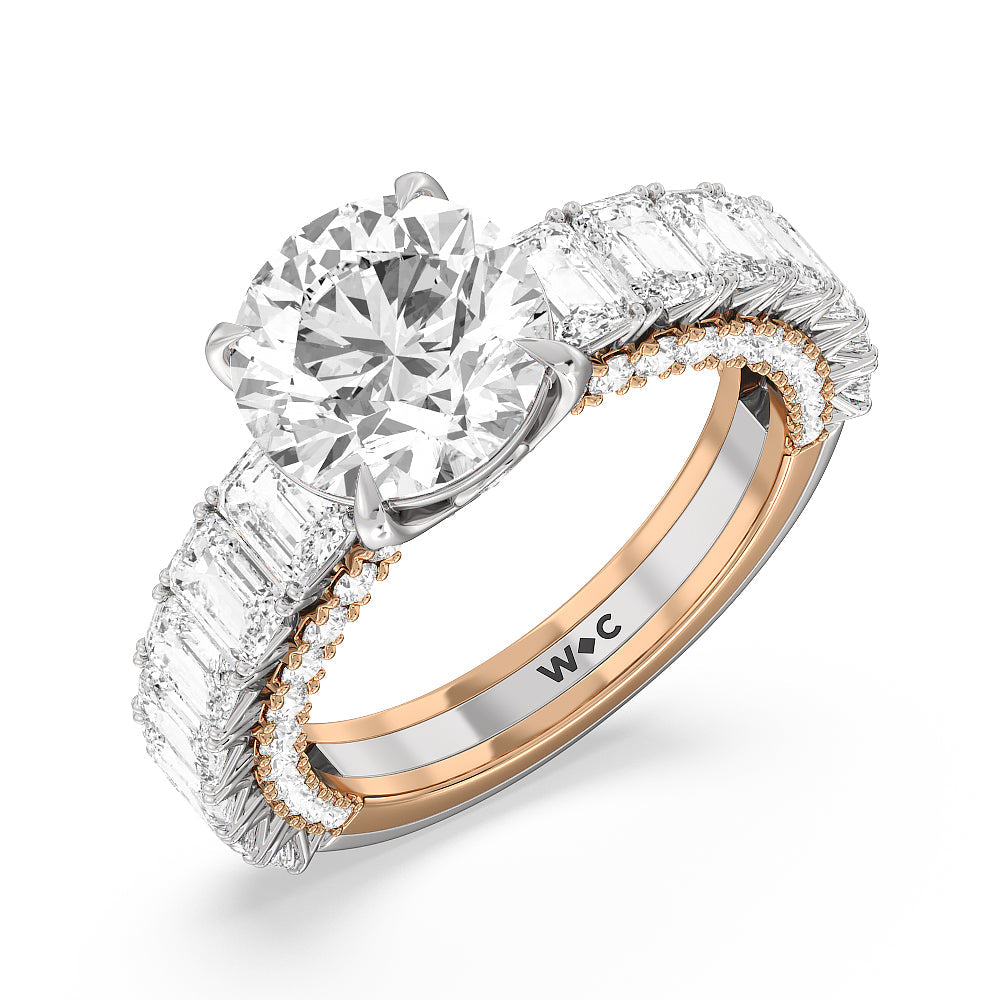 Round Cut The Lexington Avenue Ring with Lab Grown Diamond in 14KT White & Rose Gold view 3
