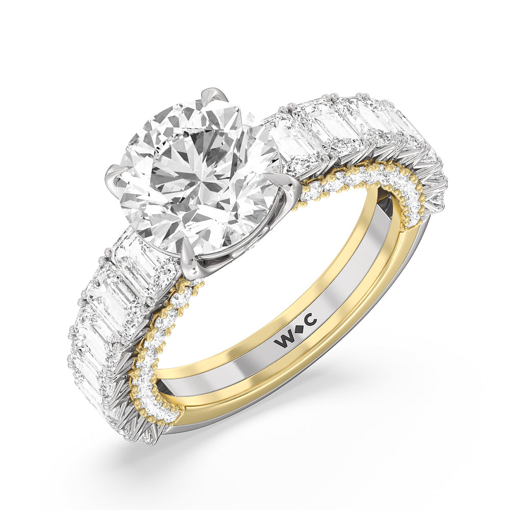 Round Cut The Lexington Avenue Ring with Lab Grown Diamond in 14KT White & Yellow Gold view 3
