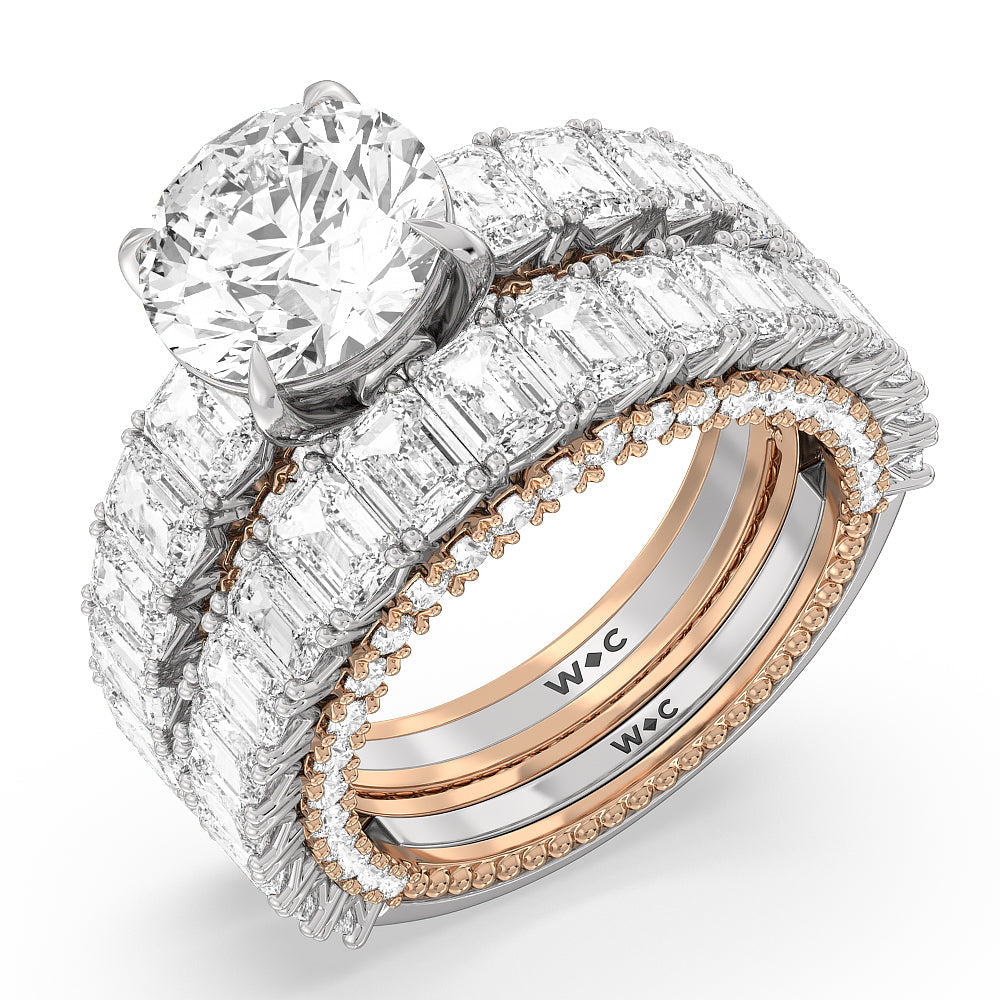 The Lexington Avenue Diamond Wedding Band with 18KT White & Rose Gold Cut Diamond in 14KT White & Rose Gold view 3
