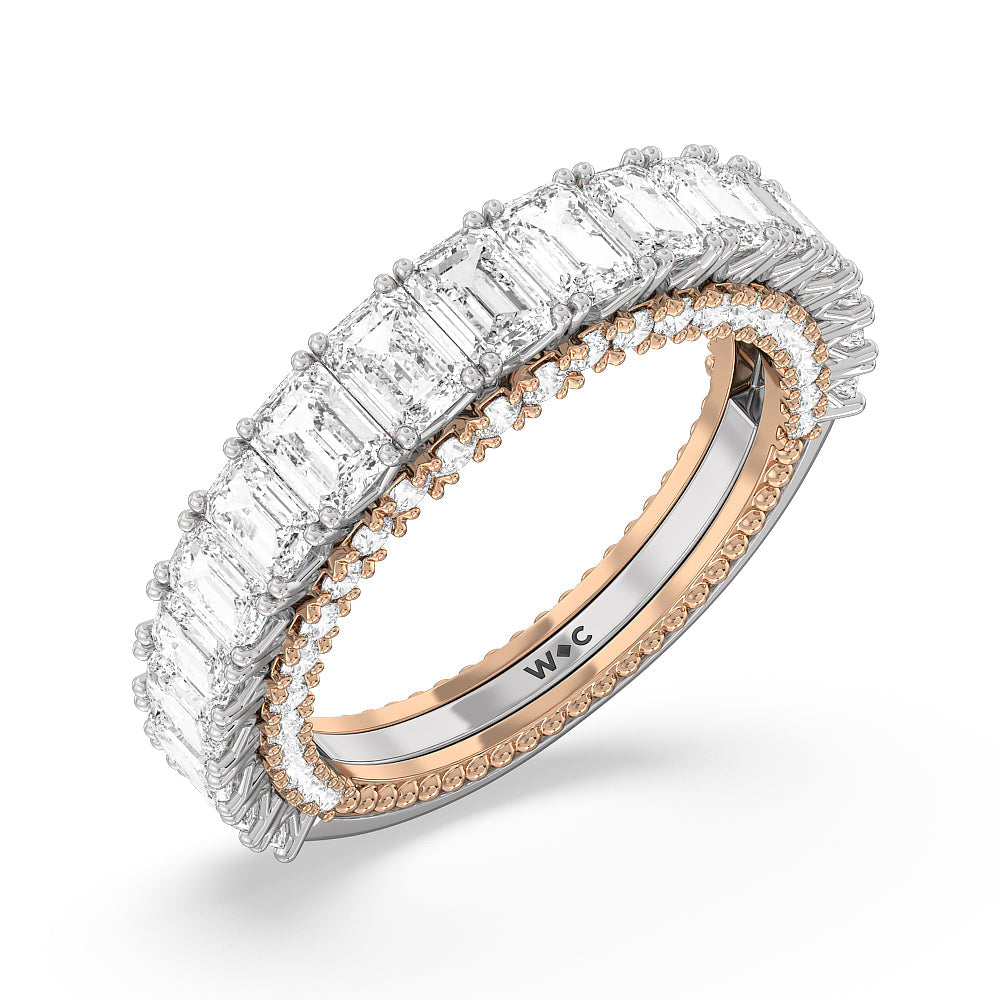 The Lexington Avenue Diamond Wedding Band with 18KT White & Rose Gold Cut Diamond in 14KT White & Rose Gold view 4

