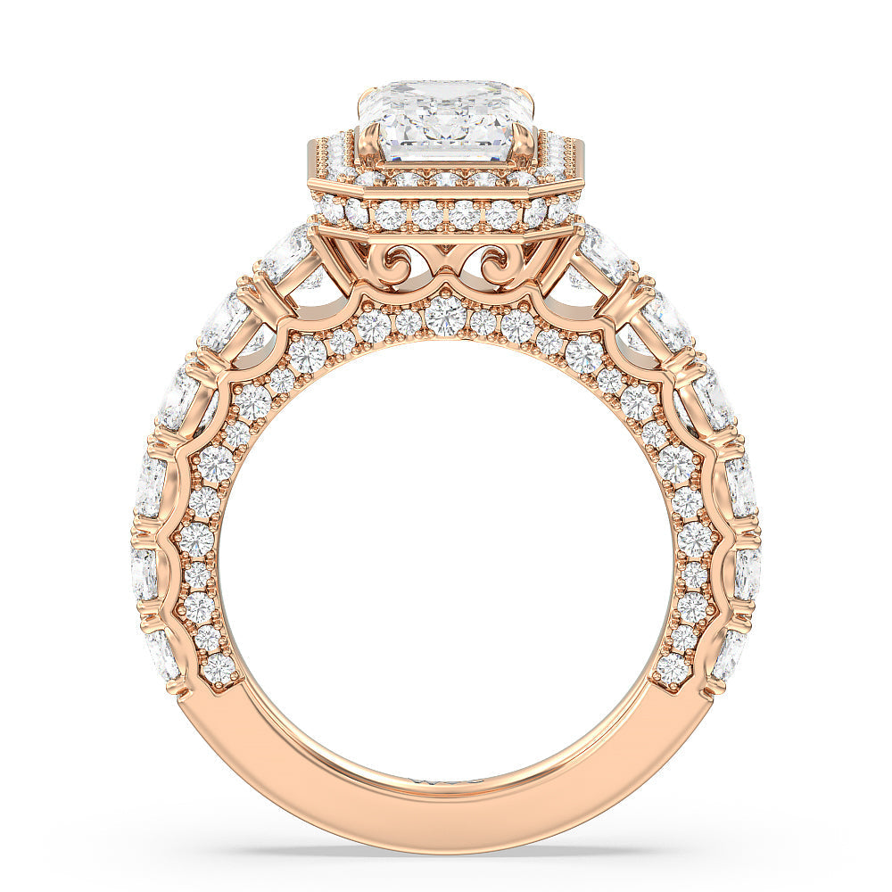 Emerald Cut The Balthazar Ring with Lab Grown Diamond in 14KT Rose Gold view 2
