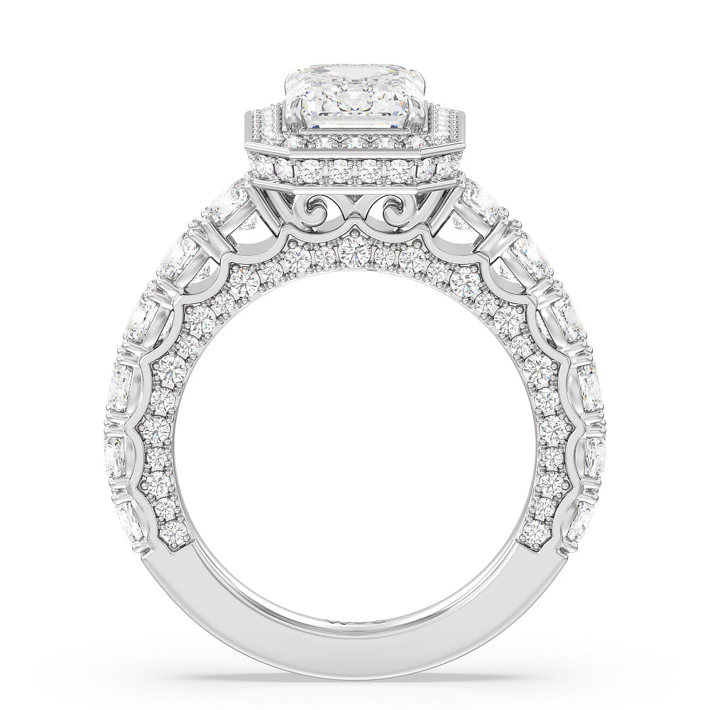 Emerald Cut The Balthazar Ring with Lab Grown Diamond in 14KT Platinum view 2

