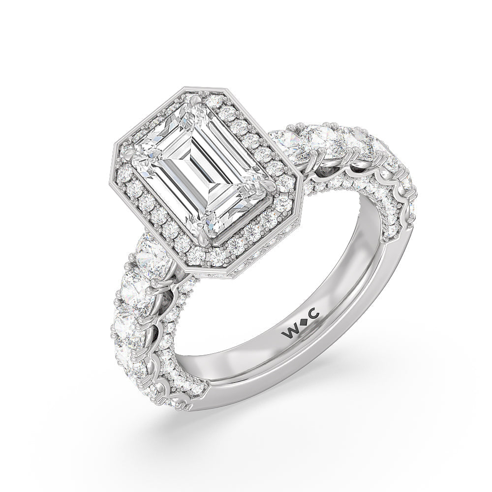 Emerald Cut The Balthazar Ring with Lab Grown Diamond in 14KT Platinum view 3
