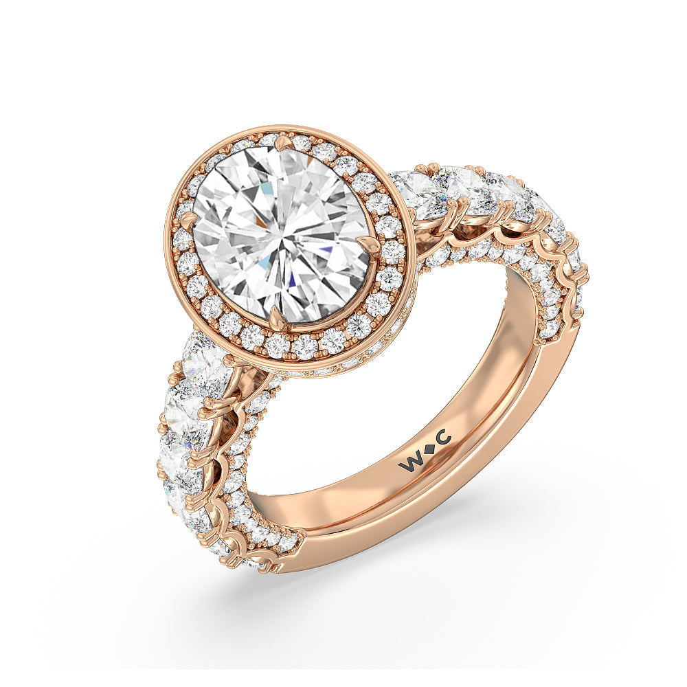 Oval Cut The Balthazar Ring with Lab Grown Diamond in 14KT Rose Gold view 3
