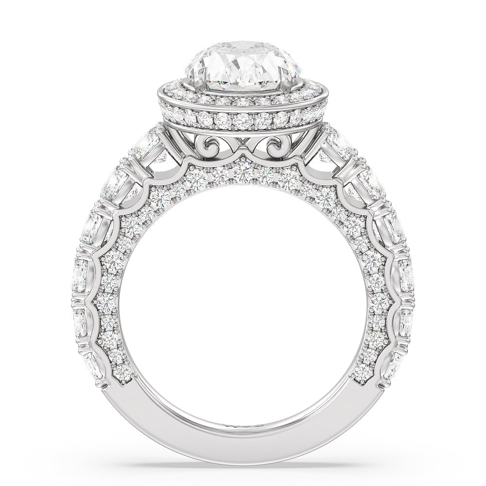 Oval Cut The Balthazar Ring with Lab Grown Diamond in 14KT Platinum view 2
