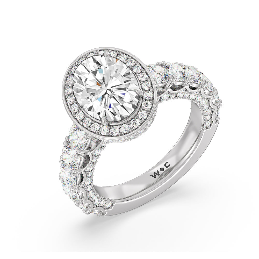 Oval Cut The Balthazar Ring with Lab Grown Diamond in 14KT Platinum view 3
