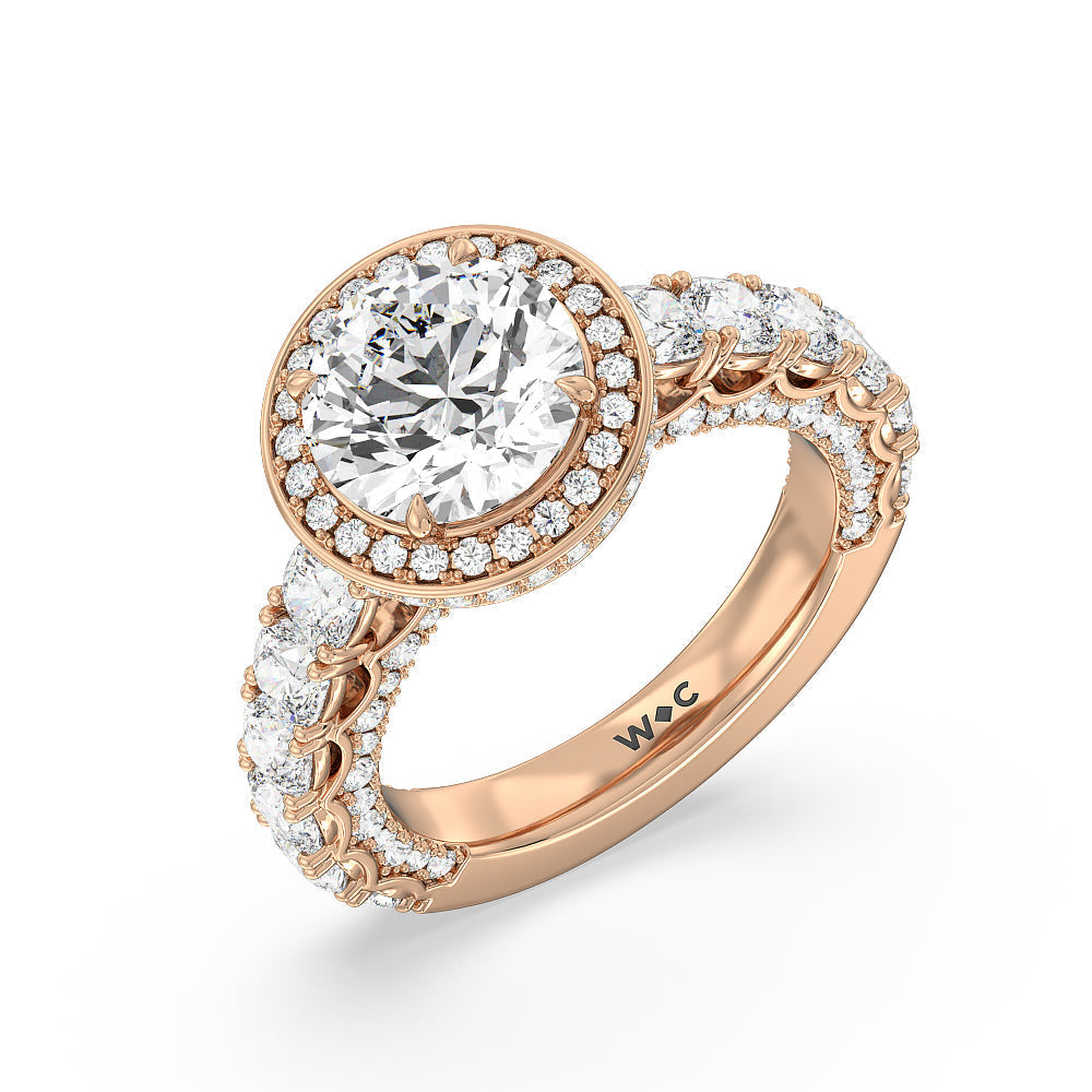 Round Cut The Balthazar Ring with Lab Grown Diamond in 14KT Rose Gold view 3

