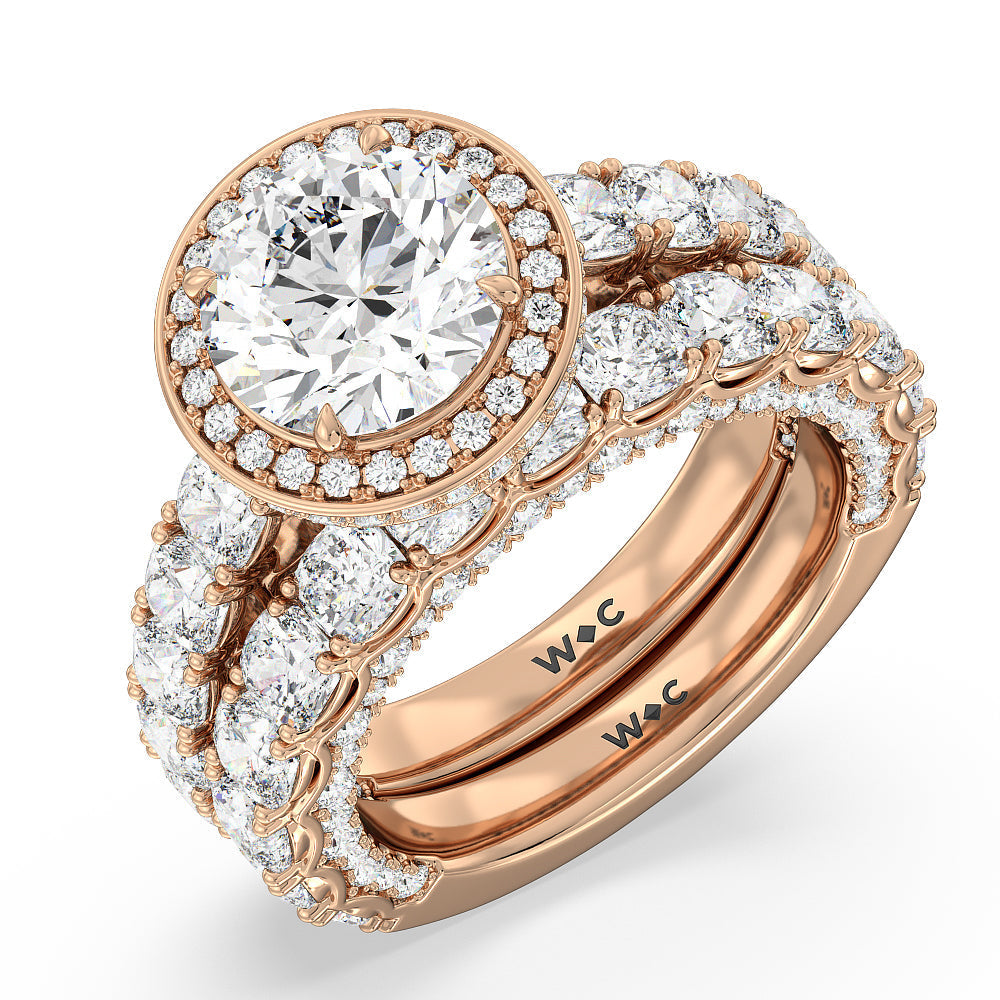 The Balthazar Diamond Band with 18KT Rose Gold Cut Diamond in 14KT Rose Gold view 4
